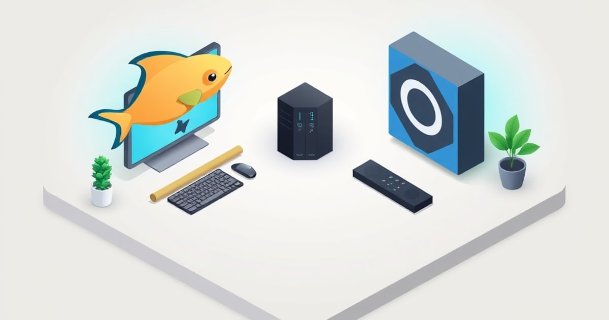Isometric vector illustration representing jellyfin vs plex for home server