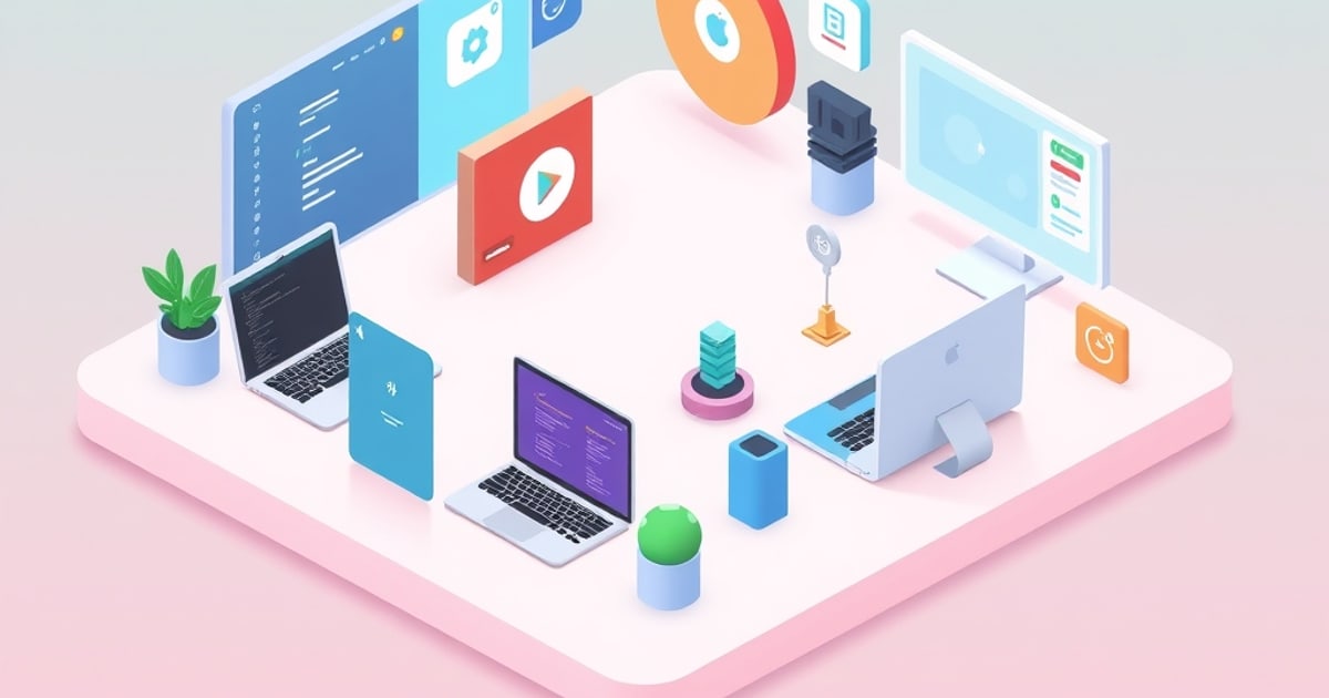 Isometric illustration of self-hosted applications replacing Google Workspace ecosystem services